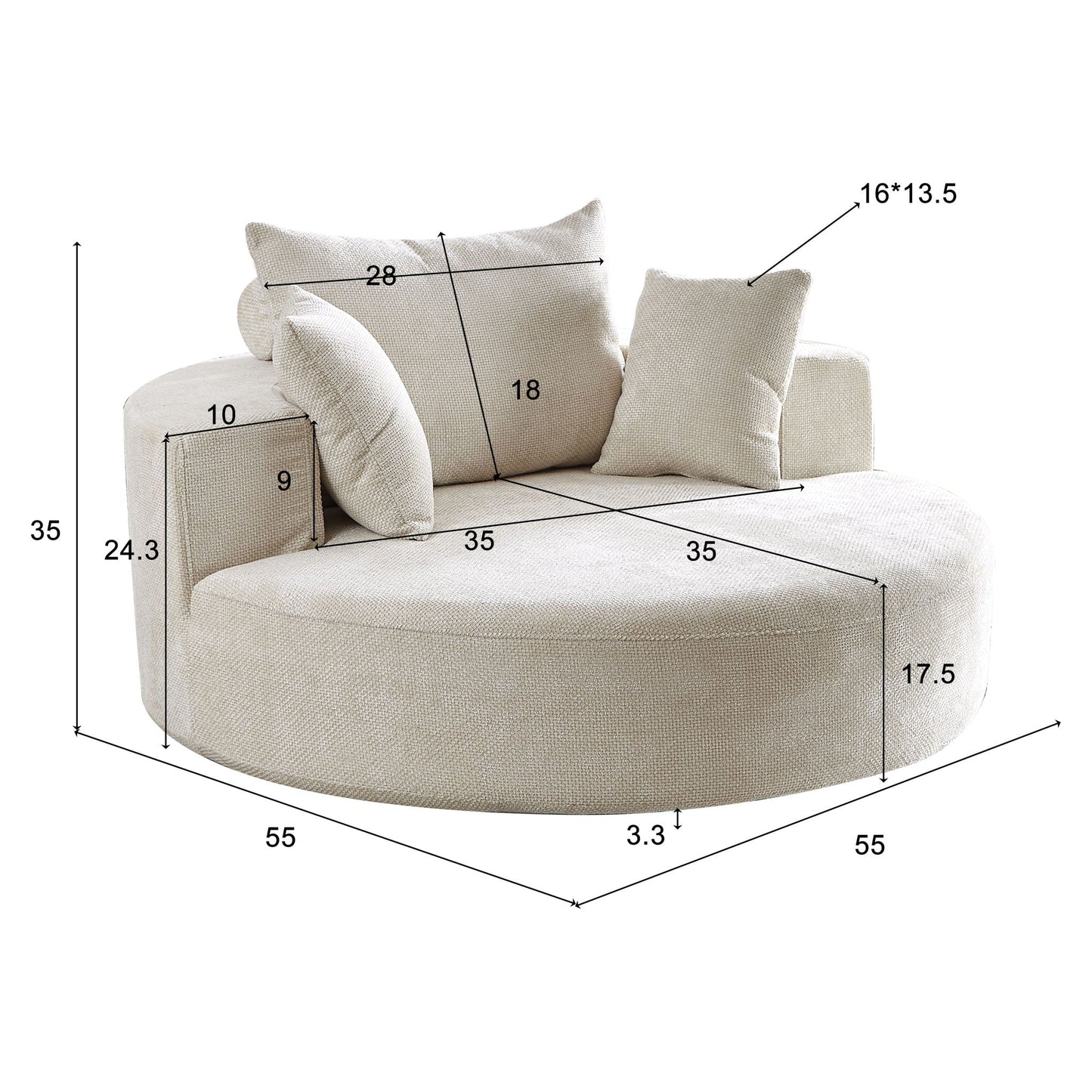 Swivel Chair With Rotating Base For Living Room