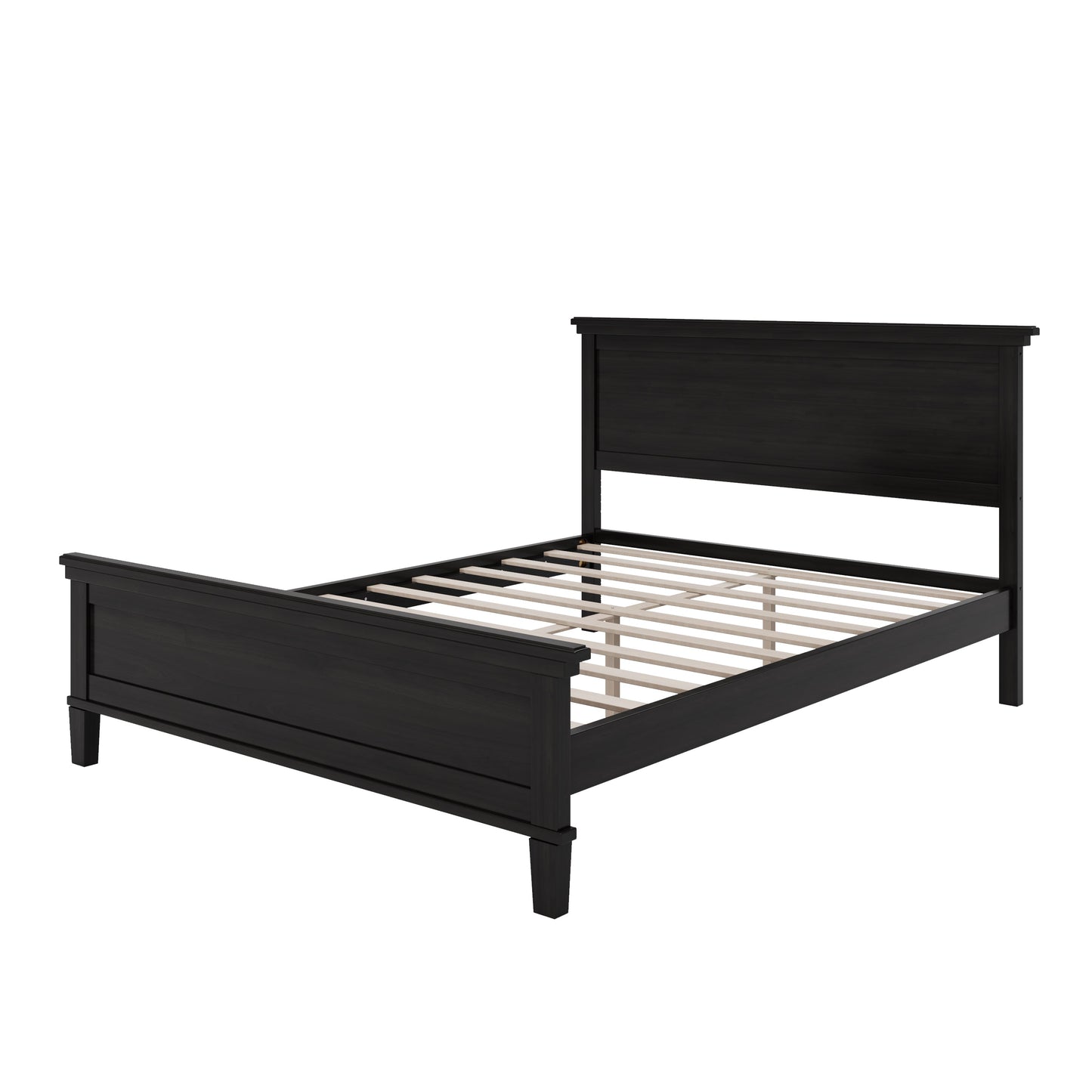 Mid-Century Modern Wood Platform Bed Frame with Headboard