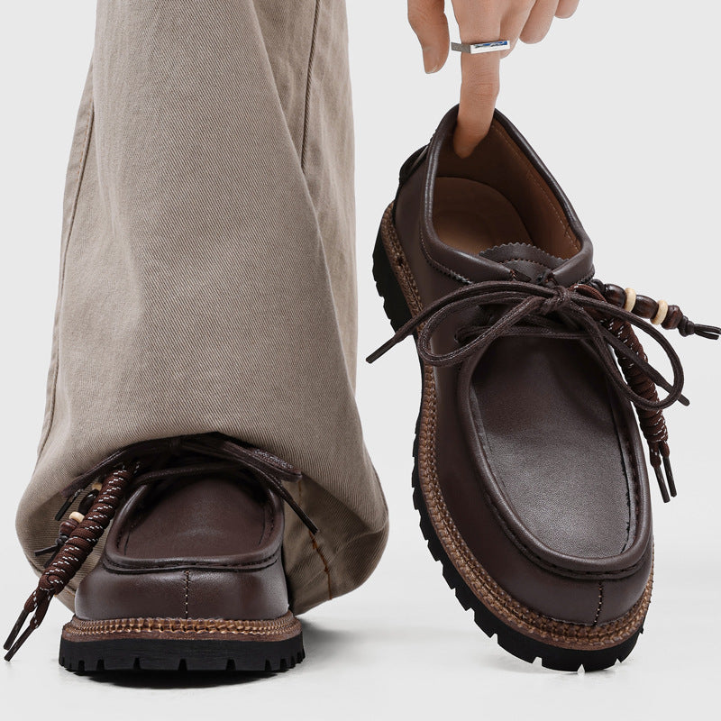 Workwear Fashion Xu-style Lace-up Edgy And Handsome Mens Shoes