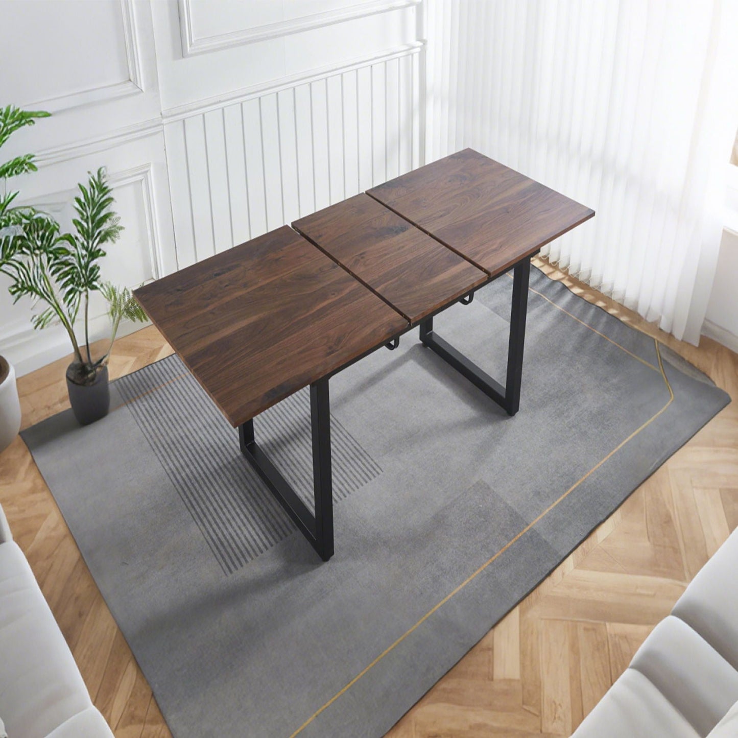 Square Extendable Dining Table With Metal Legs