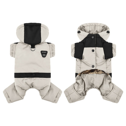 Water Resistant Dog Winter Coat, Graphene Thermal Warm Four Legged Dog Snow Jacket Hooded Pet Cold Weather Snowsuit, Windproof Padded Dog Clothes For Small Medium Dogs