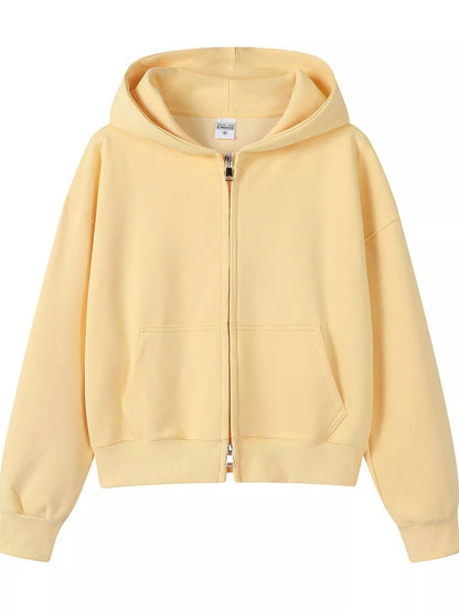 Full Size Casual Zip-Up Long Sleeve Hoodie Plus Size