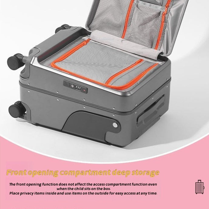 Children's Travel Luggage, Children's Seat Travel Luggage, 20 Inch Foldable Seat With Backrest. Computer Case With USB Port And 360 Degree Rotating Wheel. Hard Shell Luggage