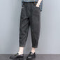 Loose-fitting Plus-size High-waisted Figure-flattering Cropped Denim Jeans