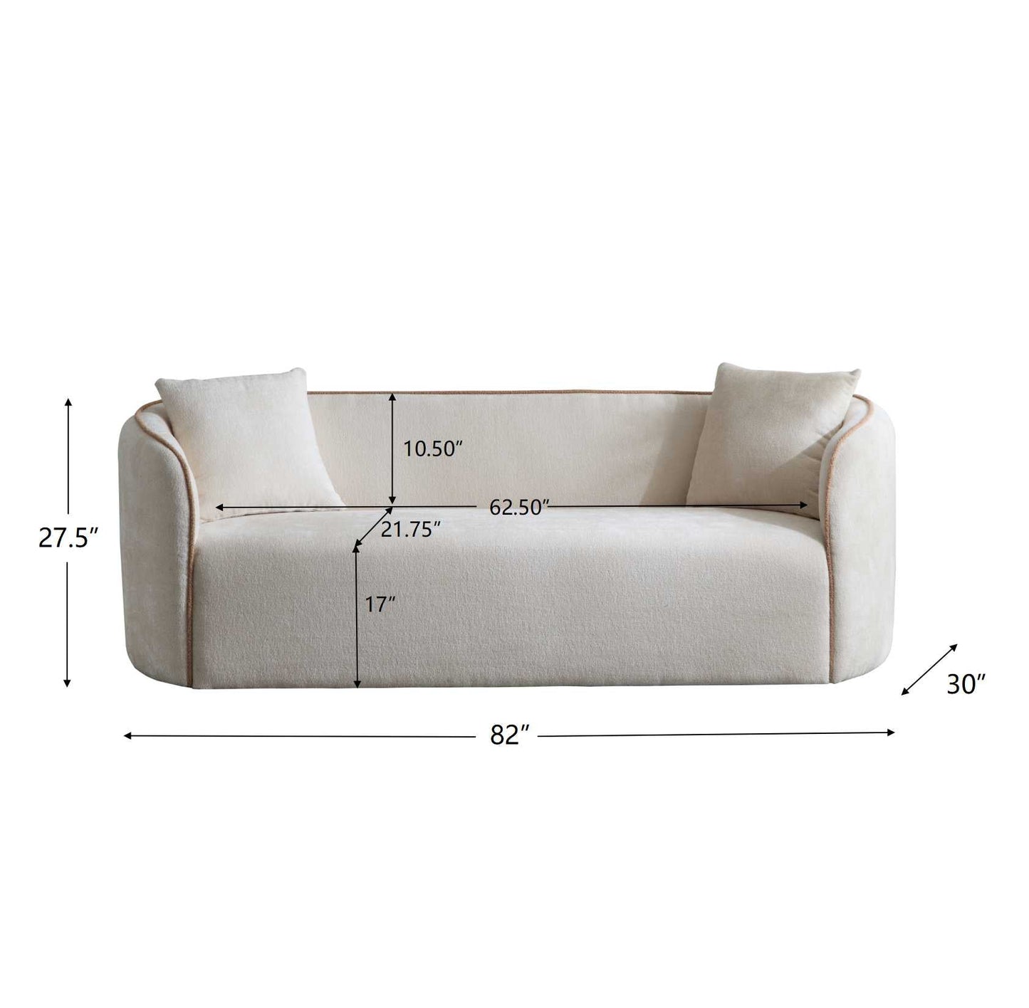 Coral 82" Curved Boucle Sofa, 3-Seater