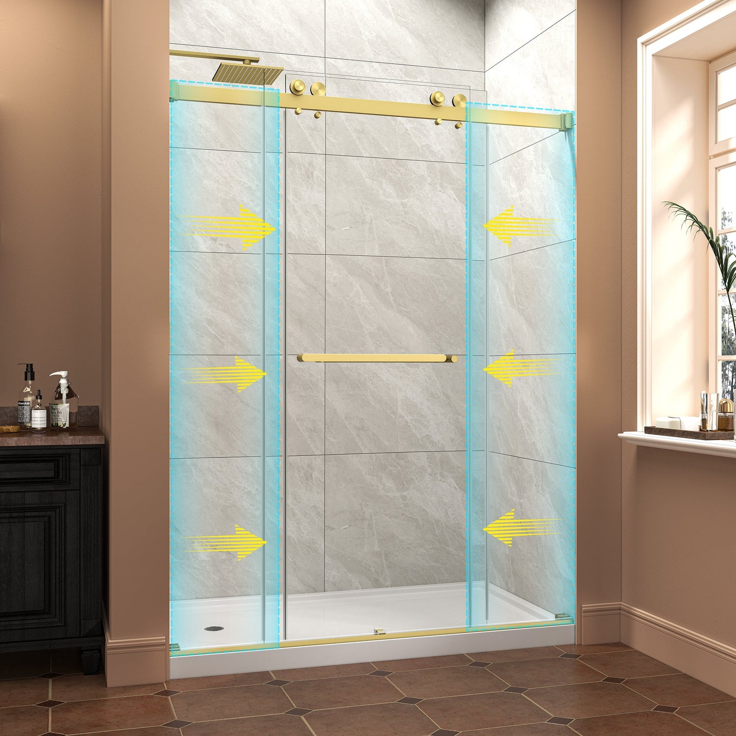55"-60" W x 76" H Brushed Frameless Shower Door