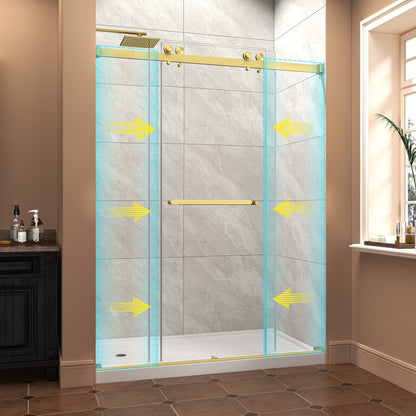55"-60" W x 76" H Brushed Frameless Shower Door