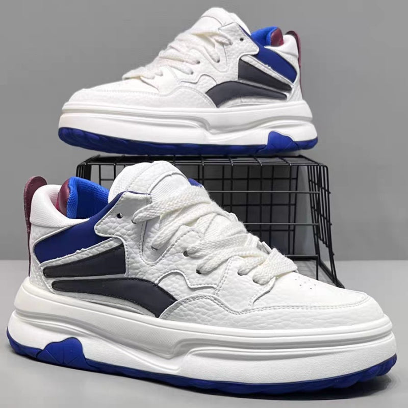 2026 New Spring Fashion Versatile Platform Height-boosting White Sneakers, Trendy Athletic Casual Skate Shoes For Young Men