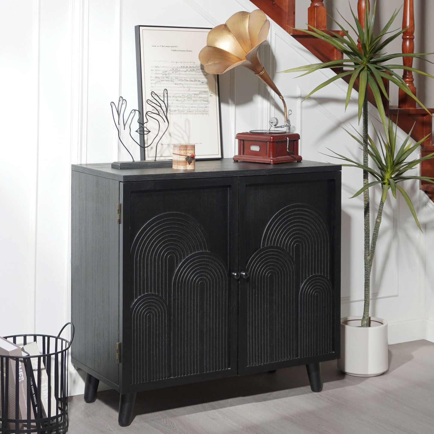 2 Door Accent Cabinet Storage Cabinet With Adjustable Shelf - Black