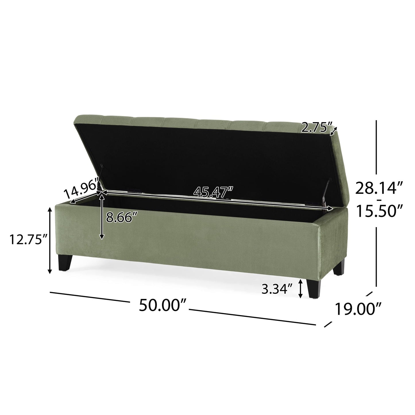 Wendover Elegant Tufted Storage Bench With Lift-Up Top And Birch Wood Legs