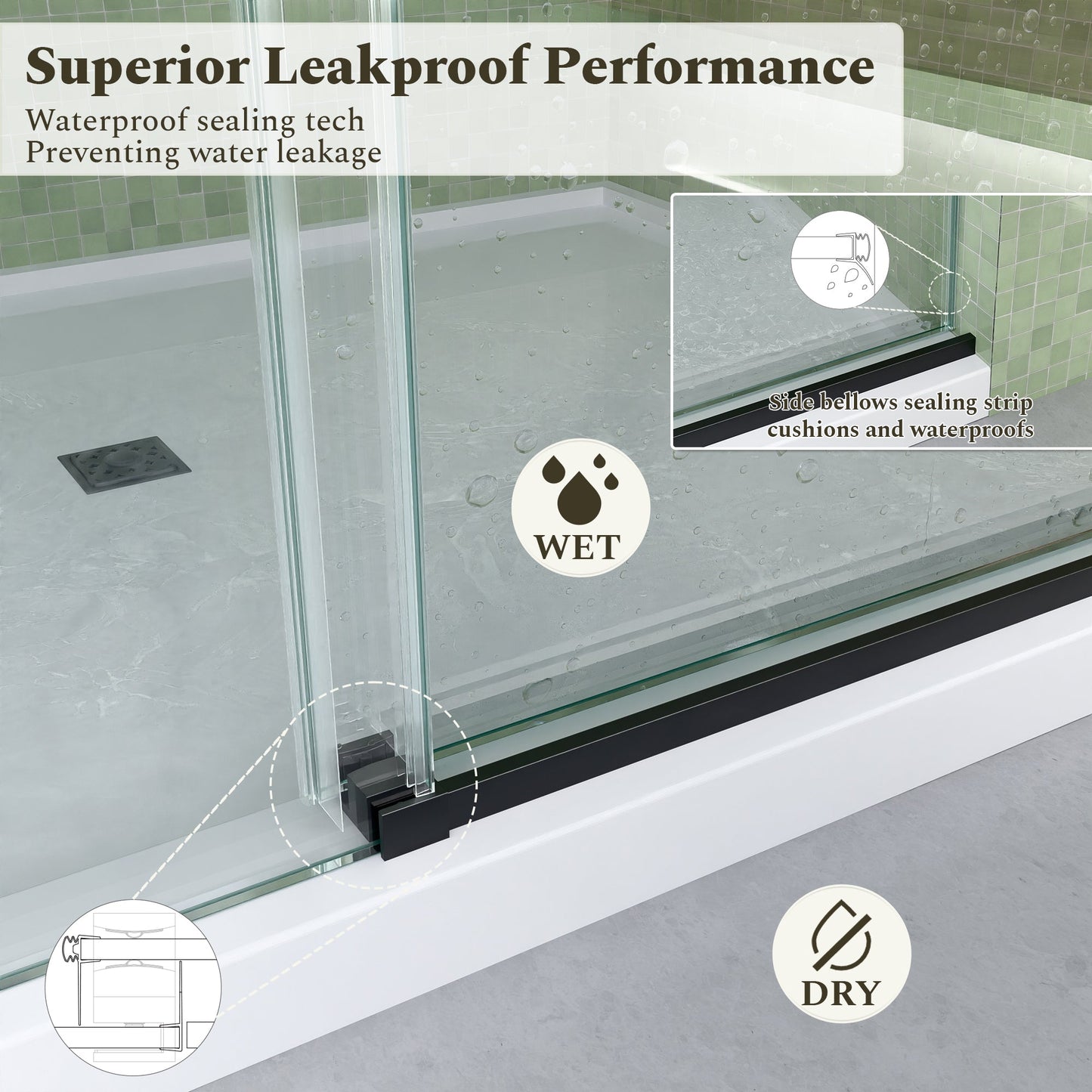 56-60"W x 60"H Frameless Sliding Tub Shower Door Enclosure, Matte Glass