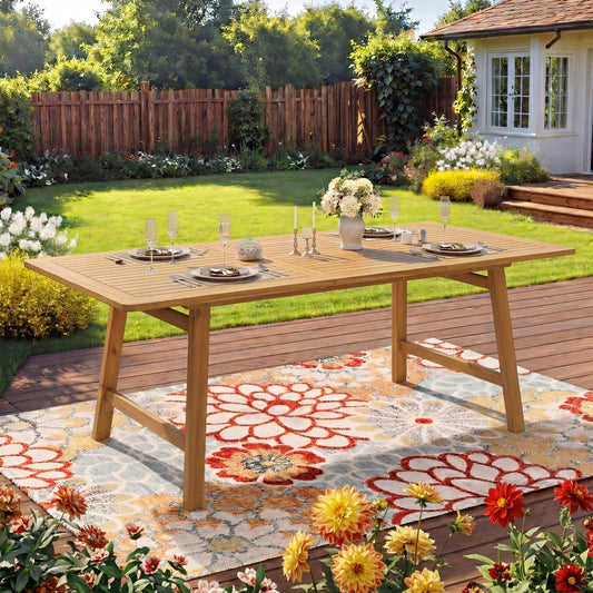 Extendable Acacia Wood Outdoor Dining Table