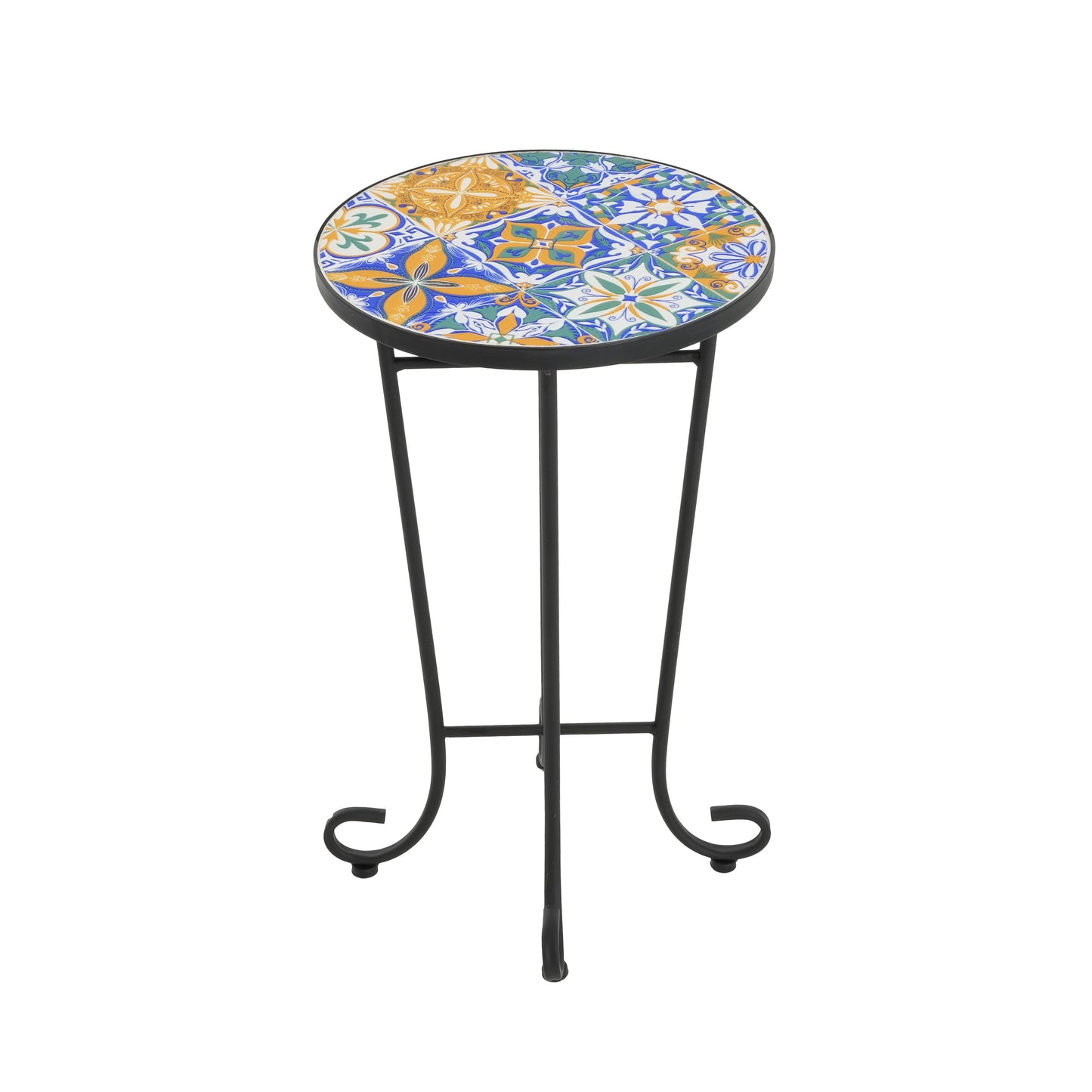 Patio Side Table, Colorful + Black