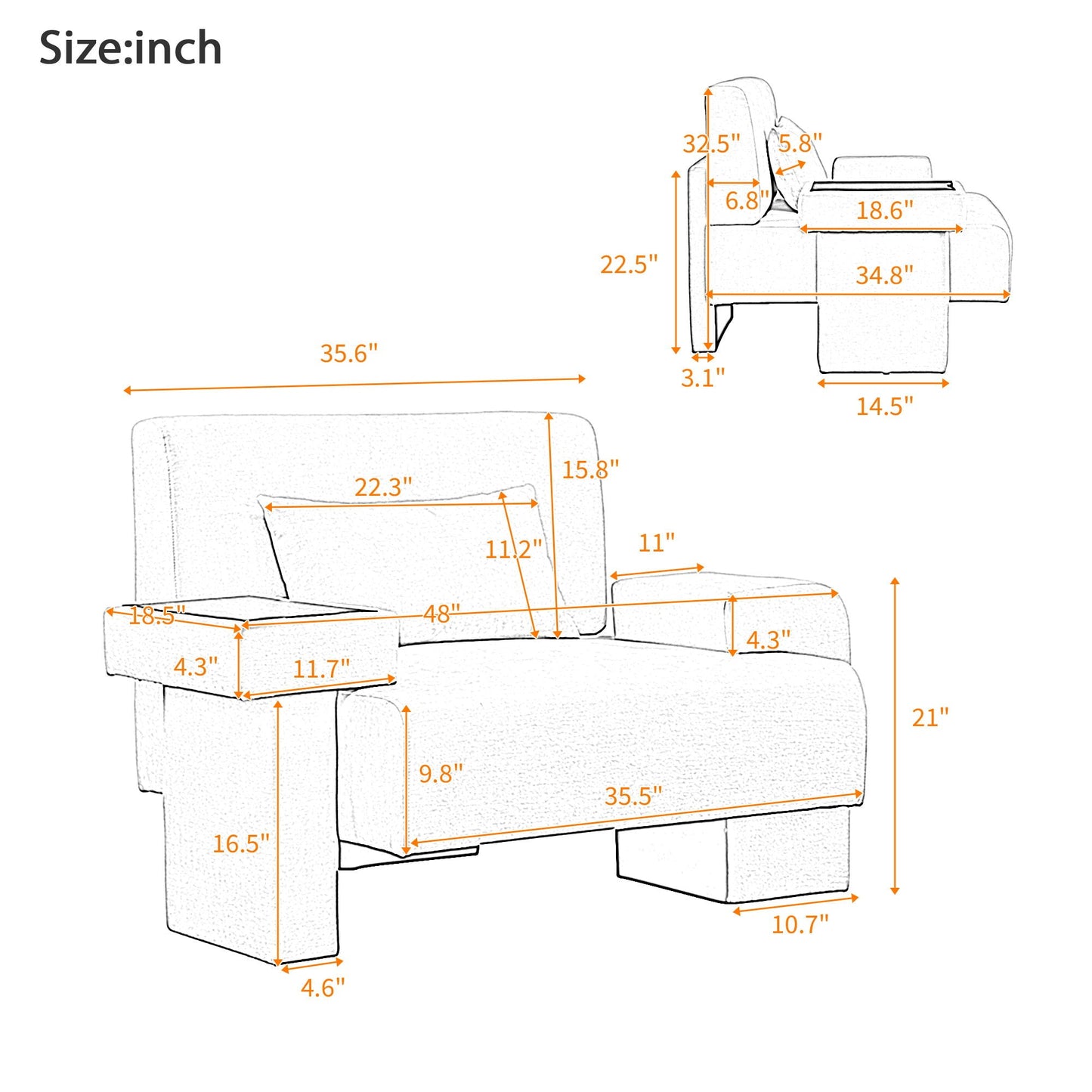 Modern Oversized Armchair With Soft Cushion For Living Room