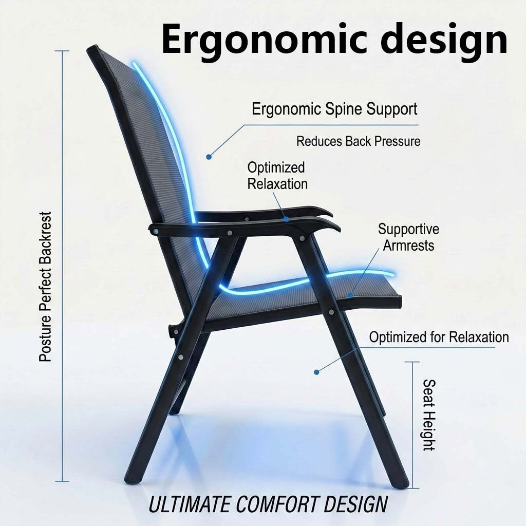 Outdoor Patio Chairs Set of 2 Stackable Portable for Deck, Garden, Camping and Travel