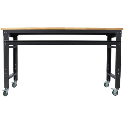 Premium Rolling Workbench with Adjustable Height - Dark Gray,Wood