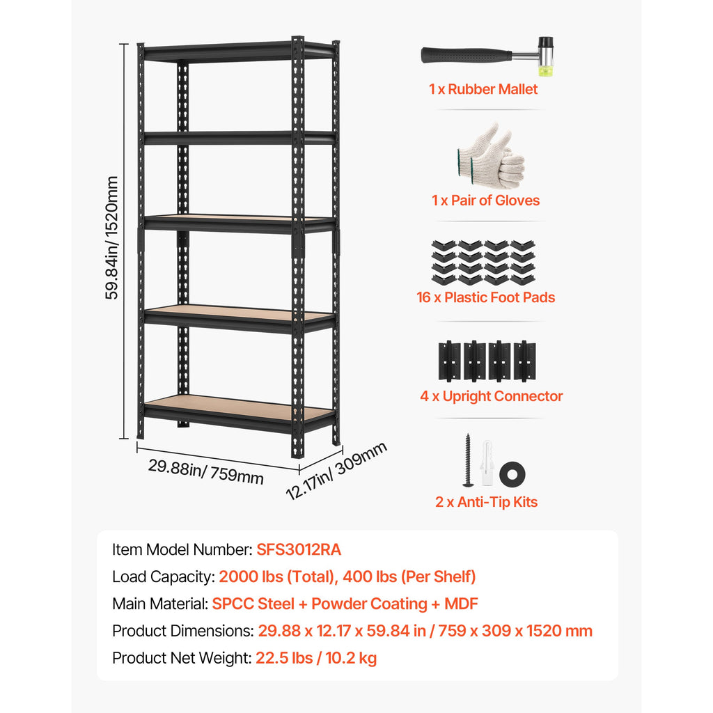5-Tier Adjustable Storage Shelves