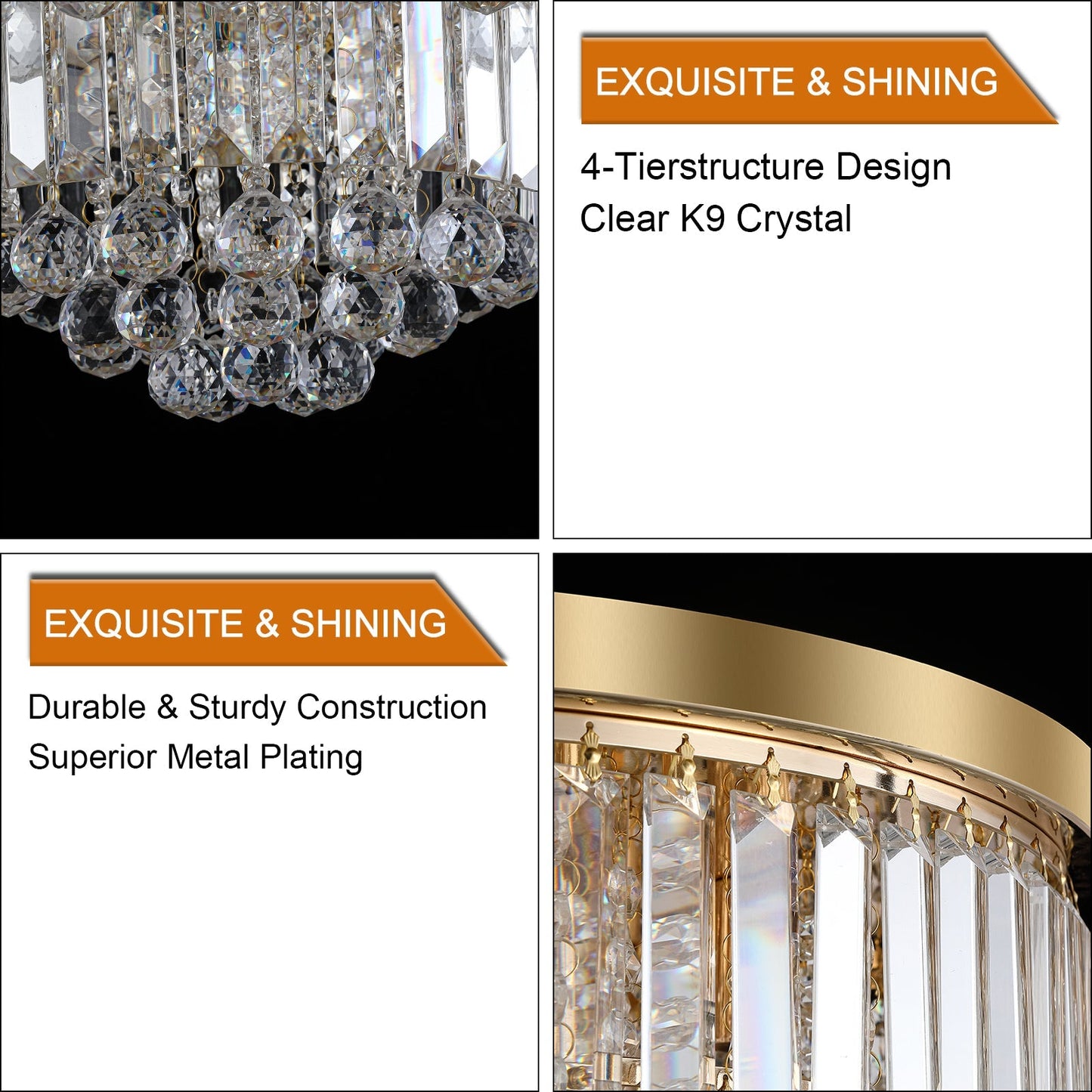 Gold Luxury Modern Style Crystal Ceiling Chandelier