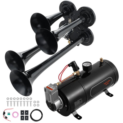 Train Horns Kit, 4 Trumpet Air Horn Kit, 150dB for Pickup Trucks