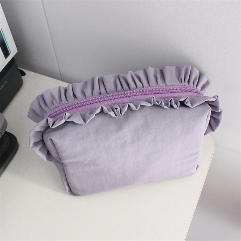 Korean-style Ruffled Makeup Bag Simple Nylon Waterproof Storage Pouch