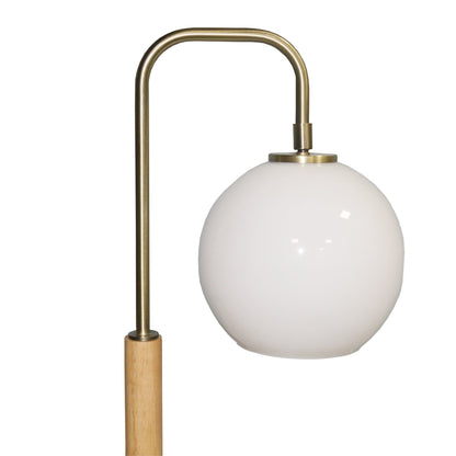 Bedside Table Lamp With Globe Lampshade - White