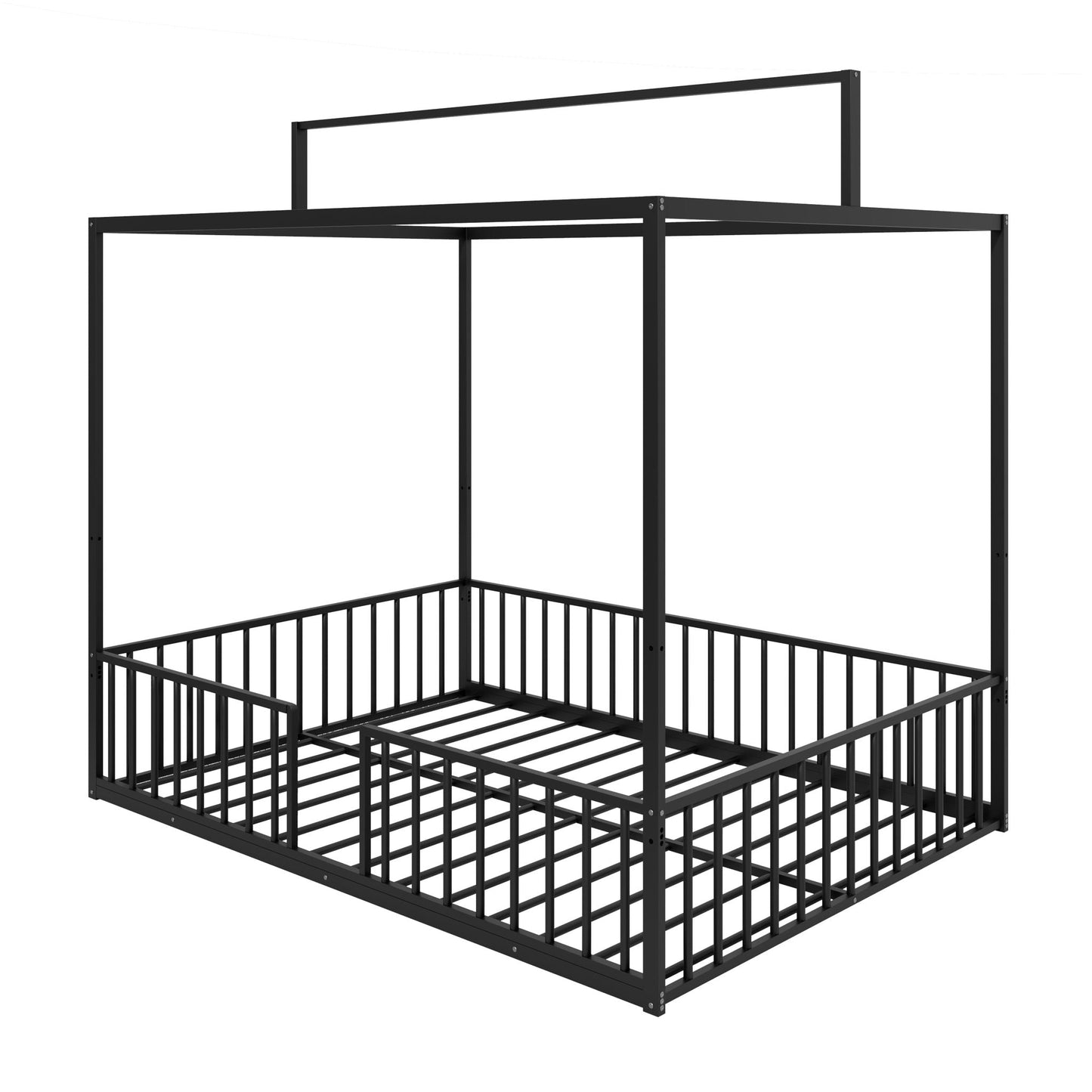 3 In 1 Convertible Montessori Floor Bed With Fenced Support