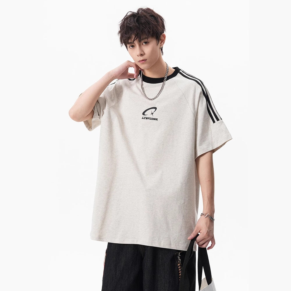 Couple's Heavy-Weight Preppy Style Half-Sleeve Top