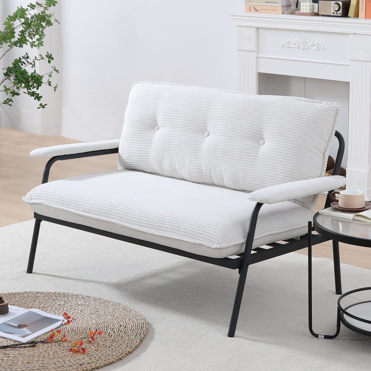 Modern Metal Frame Sofa With Sponge Filling For Compact Spaces And Versatile Use