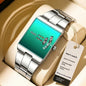 Square Quartz Waterproof Steel-band Luxury Mens Wristwatch