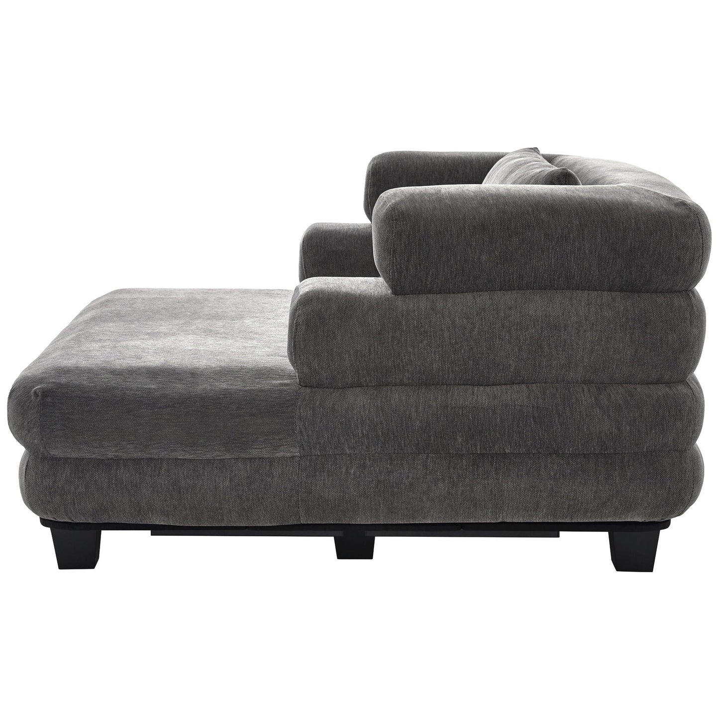 Oversized Chaise Lounge Sofa Bed with Deep Seat and Layered Armrests