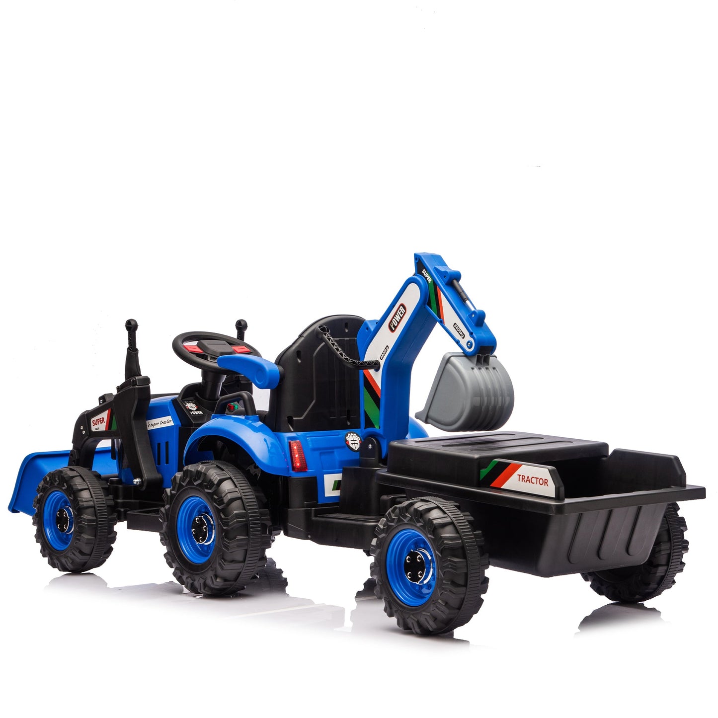 24V Kids Ride-On Electric Tractor Toy with 4-in-1 Construction Attachments