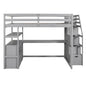 Loft Bed With Desk, Shelves, 2 Drawers, Storage Staircase
