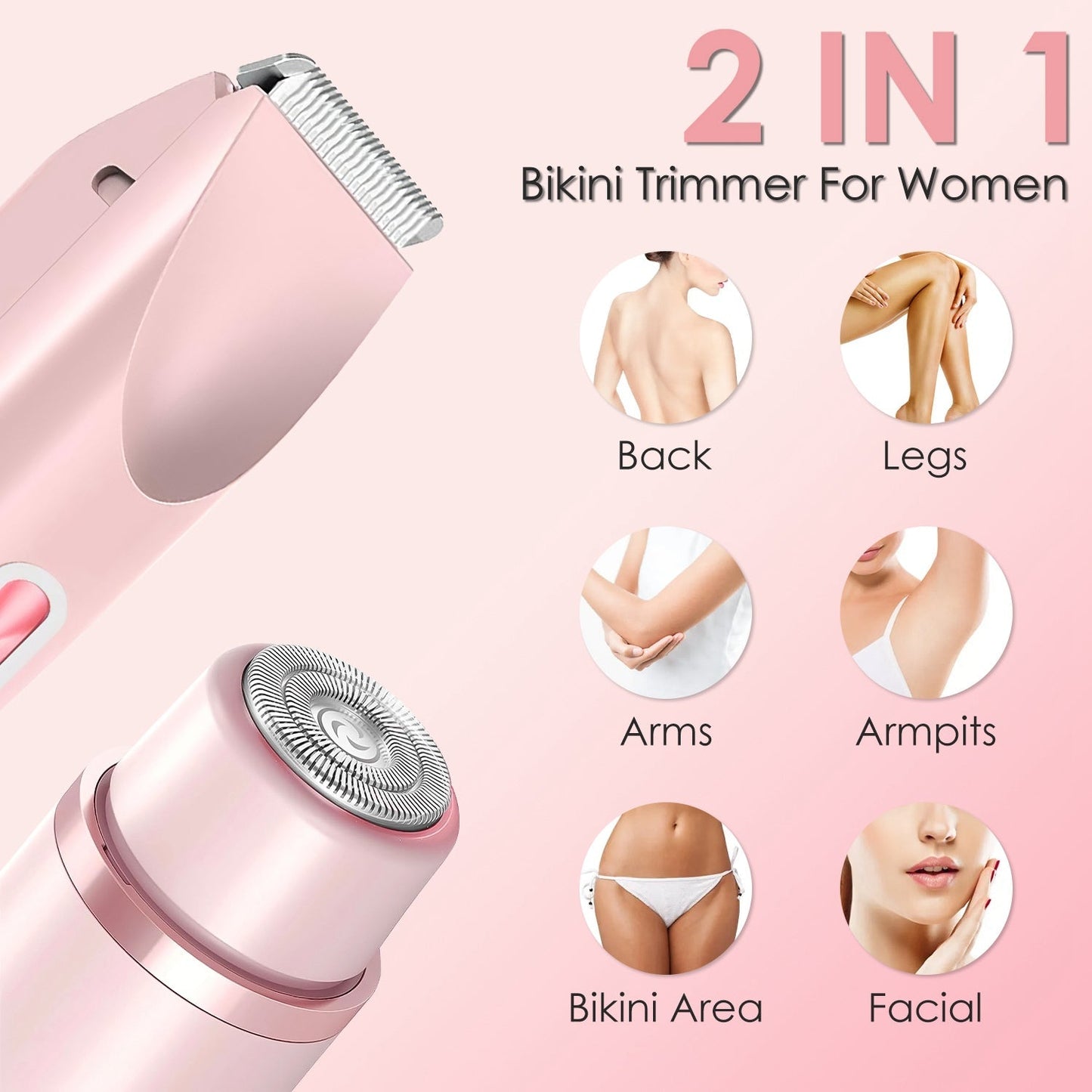 2-in-1 Women’s Bikini & Body Shaver – Waterproof, Rechargeable, Dual Head