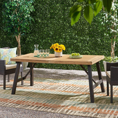 Outdoor Dining Set with 2 Benches and 1 Dining Table - Light Brown
