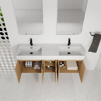 60" Floating Double Sink Bathroom Vanity with Extra-Large Storage
