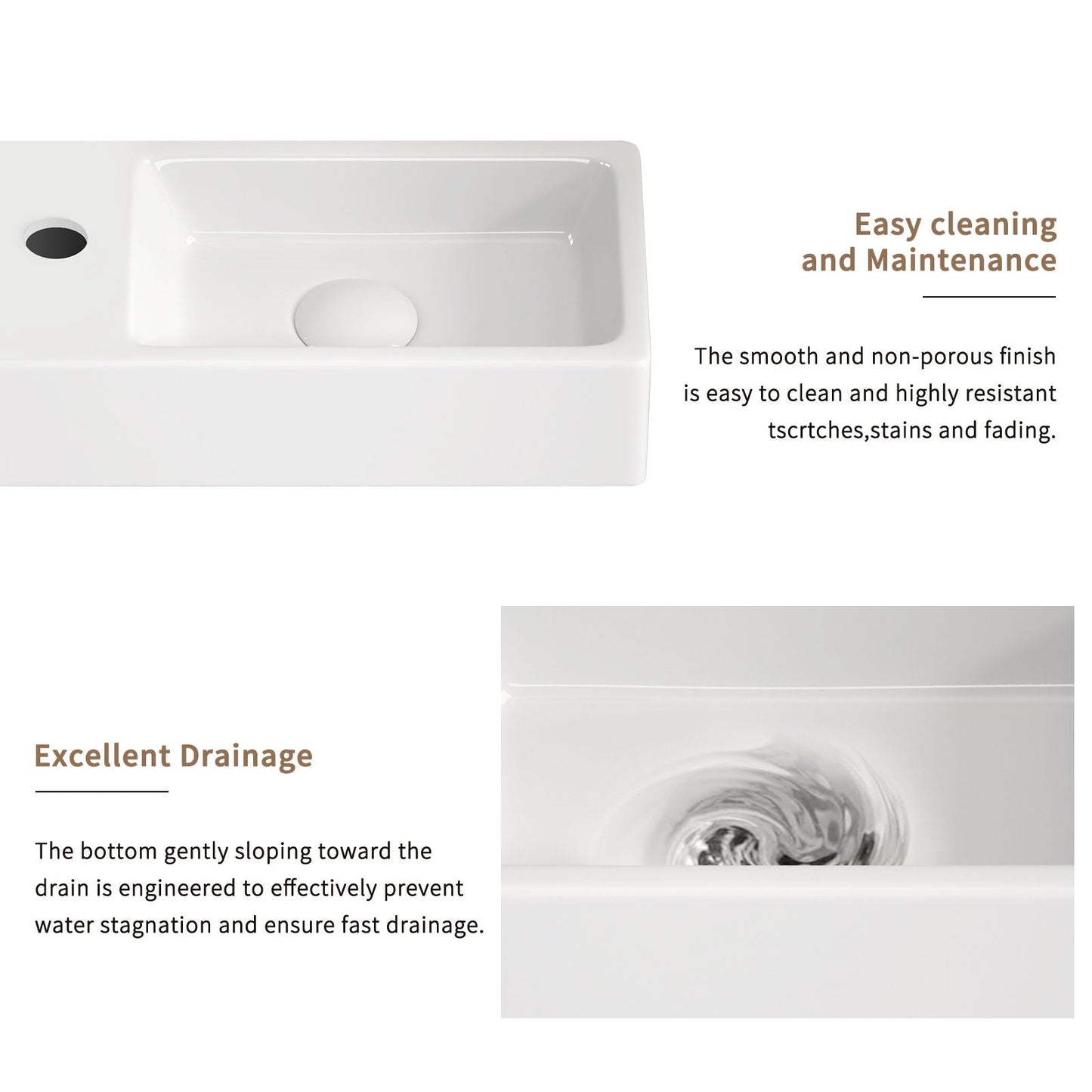 Wall Mounted Bathroom Sink With Faucet And Drain