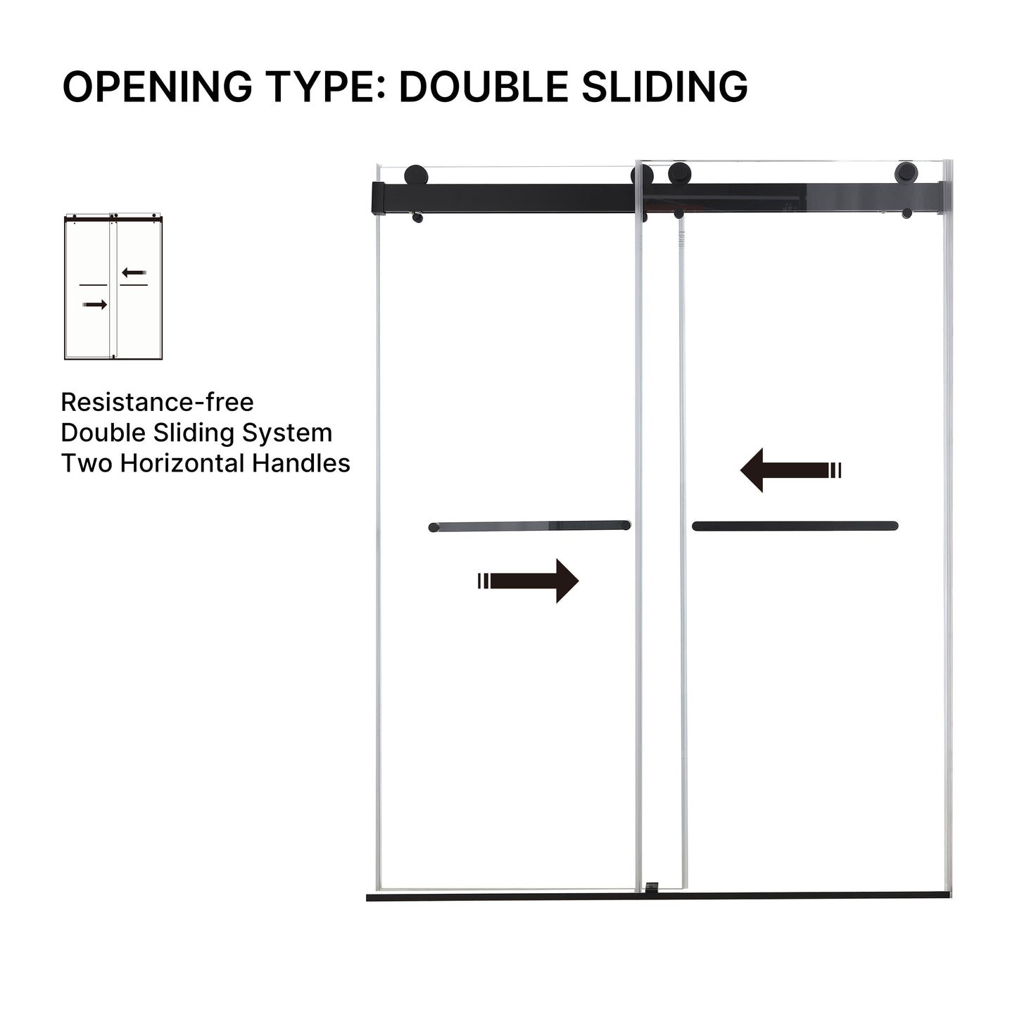 48 inches x 76 inches Double Sliding Shower Door in Matte