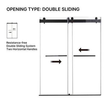 48 inches x 76 inches Double Sliding Shower Door in Matte