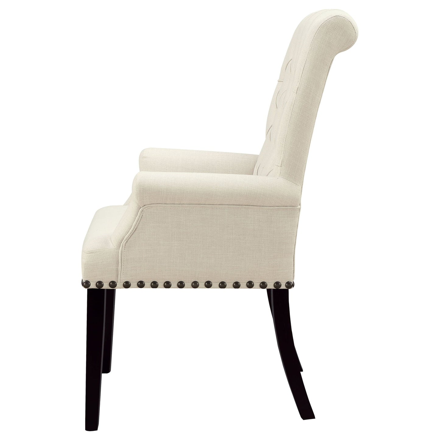 Vaughn - Upholstered Dining Chair With Tapered Legs And Nailhead Trim - Beige