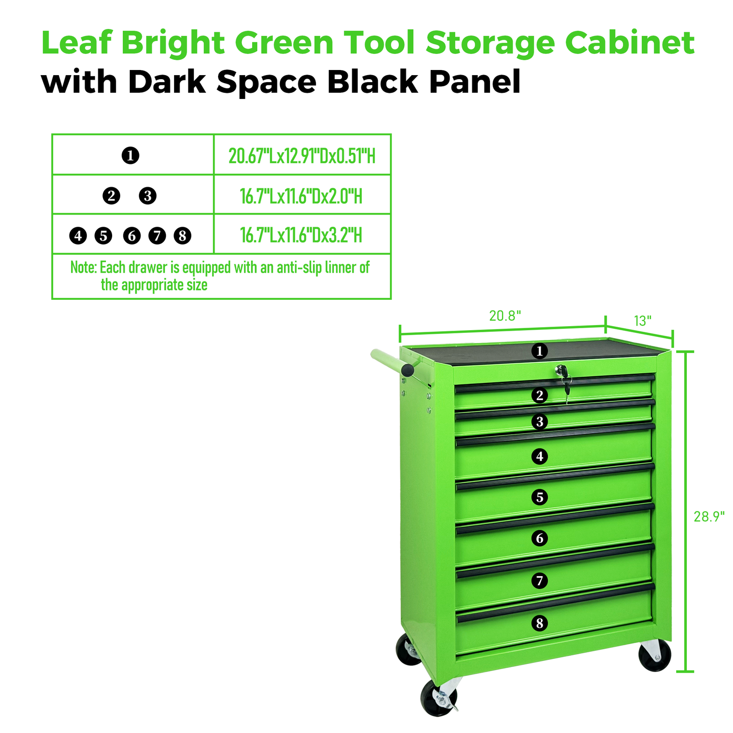 Rolling Metal Tool Chest with 7 Drawers, 20" Steel Organizer