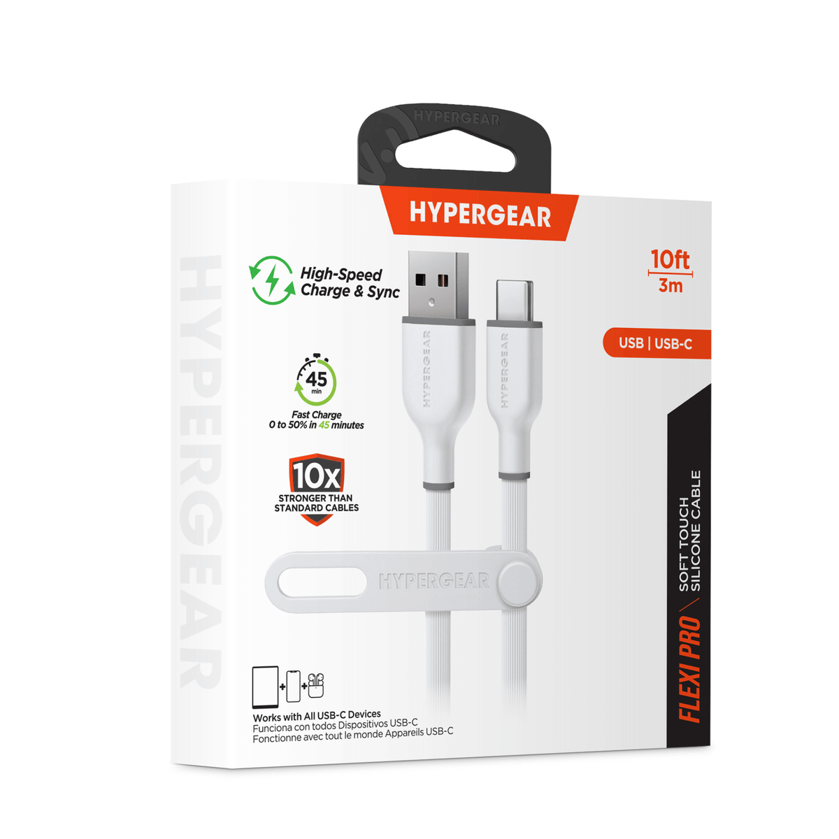 HyperGear Flexi PRO USB to USB-C Cable 10ft