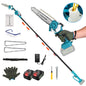 2-IN-1 Cordless Pole Saw And Mini Chainsaw With Extension Pole 21V Battery 8Ó Electric Brushless Pole Chainsaw with Auto Oiler Safety Switch 6.4LBS Li