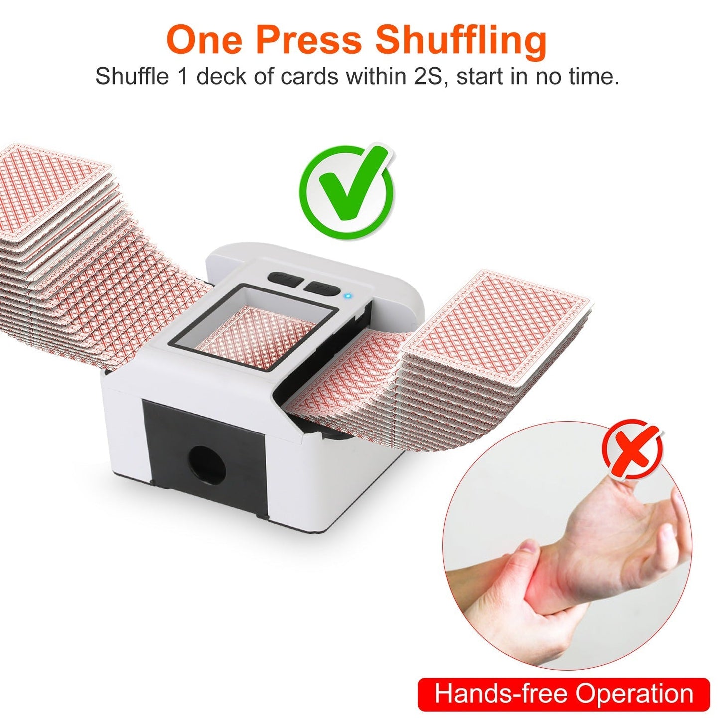 2 Deck Rechargeable Automatic Card Shuffler Professional Card Shuffler for for Texas Hold\'em Poker UNO with Auto Manual Mode Handheld Desktop
