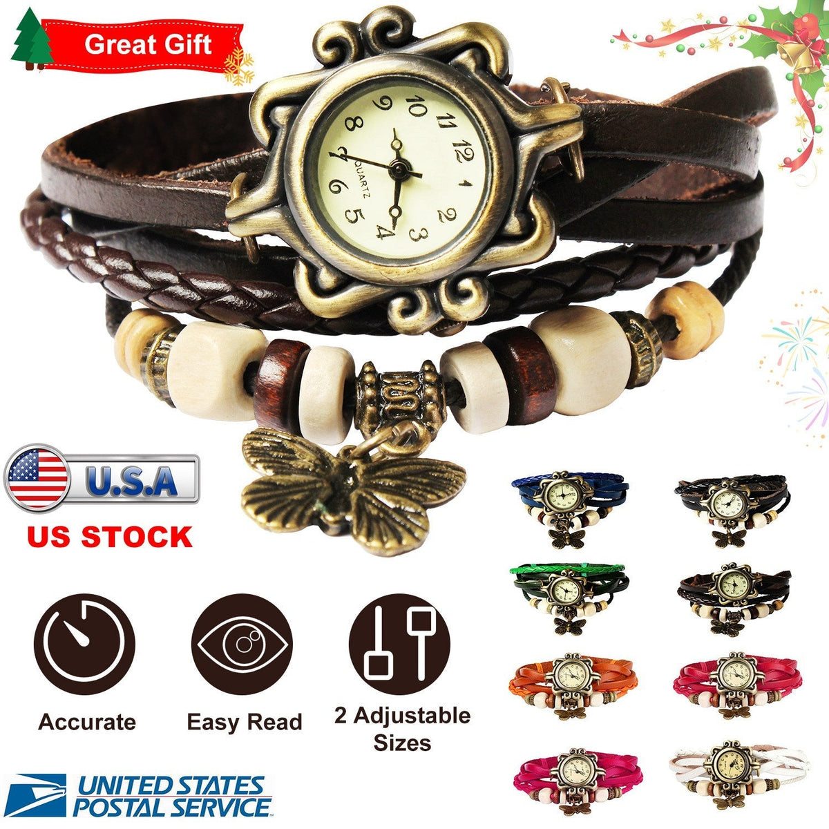Vintage Women\'s Watch Bohemian Handmade Leather Watch Quartz Wrist Watch Fashion