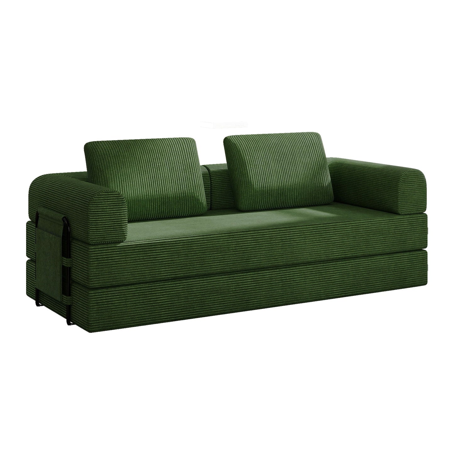 Convertible Sleeper Sofa Bed With Cylindrical Pillow