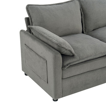 Modern Loveseat Sofa, Upholstered Couch With Side Storage Pockets