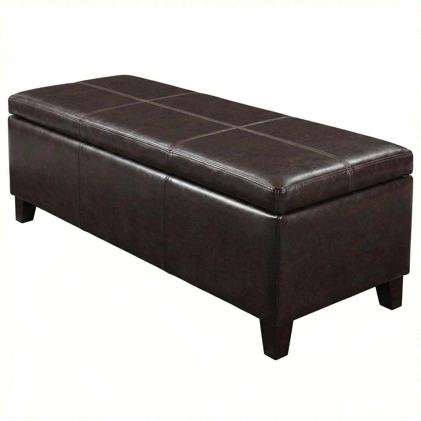 Rectangle Storage Ottoman Bench For Living Room - Brown