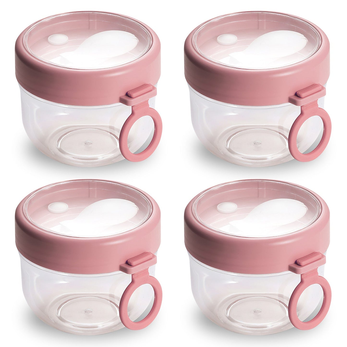 4Pcs Overnight Oats Containers with Lids and Folding Spoons 20OZ Portable Leak-proof Oats Jar For Milk Vegetable and Fruit Salad Yogurt Breakfast Cere
