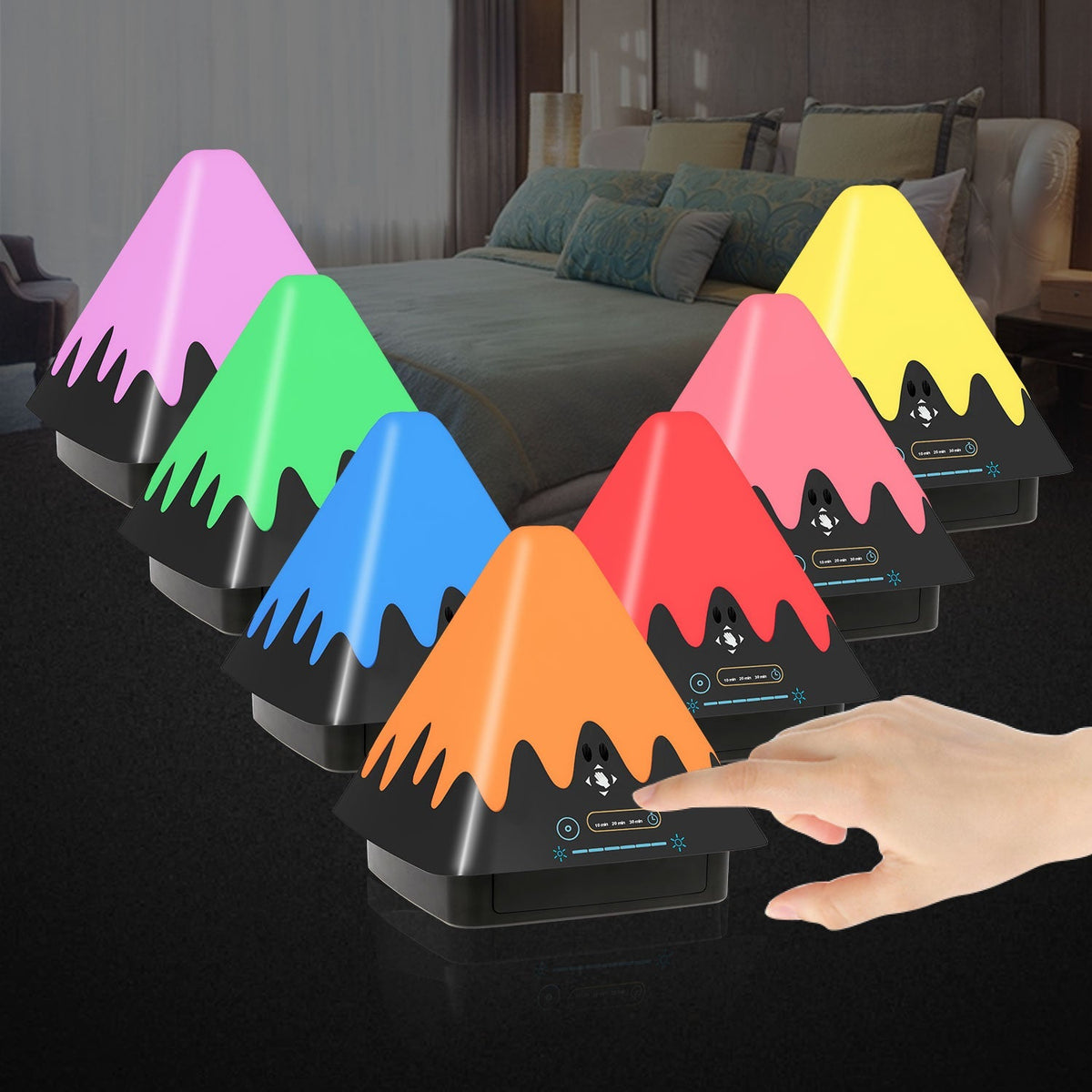 Touch Control Night Light 8-Color Change 6 Level Dimmable Light Brightness Table Lamp   Portable Timer Lamp for Bedroom Office Camping
