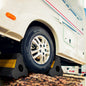 Heavy Duty Rubber Wheel Chocks Tire Chocks Wheel Immobilizers with Nylon Rope Yellow Reflective Stripes for RVs Trucks Trailers Small Airplanes